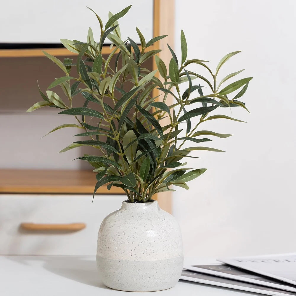 Artificial Olive Plant in Two-Tone Vase