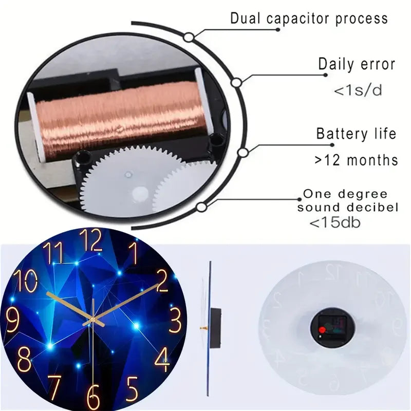 Blue Wall Clock for Living Room