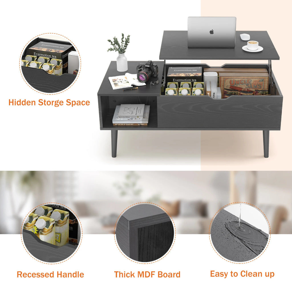 Lift Top Coffee Table w/Storage Shelf