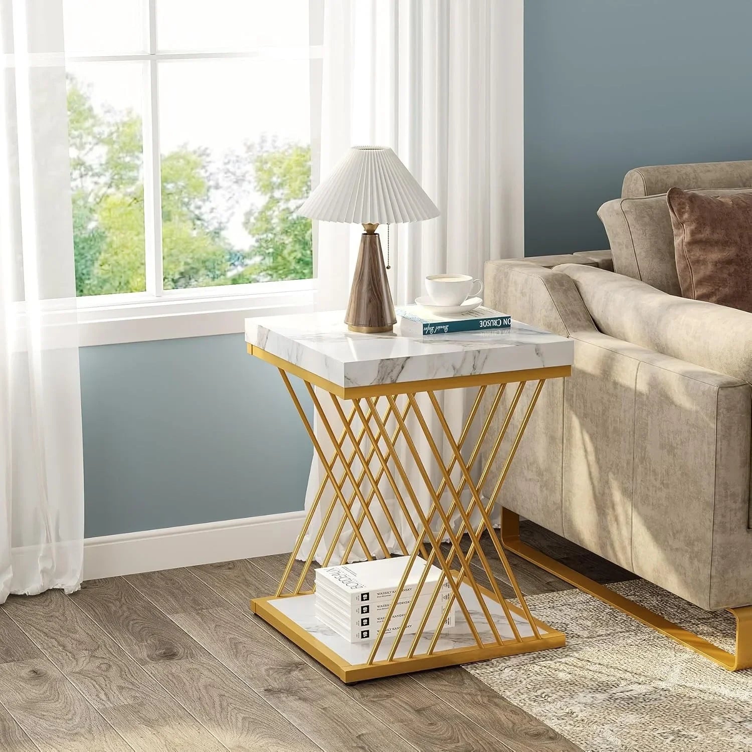 White Gold 2-Tier Side Table