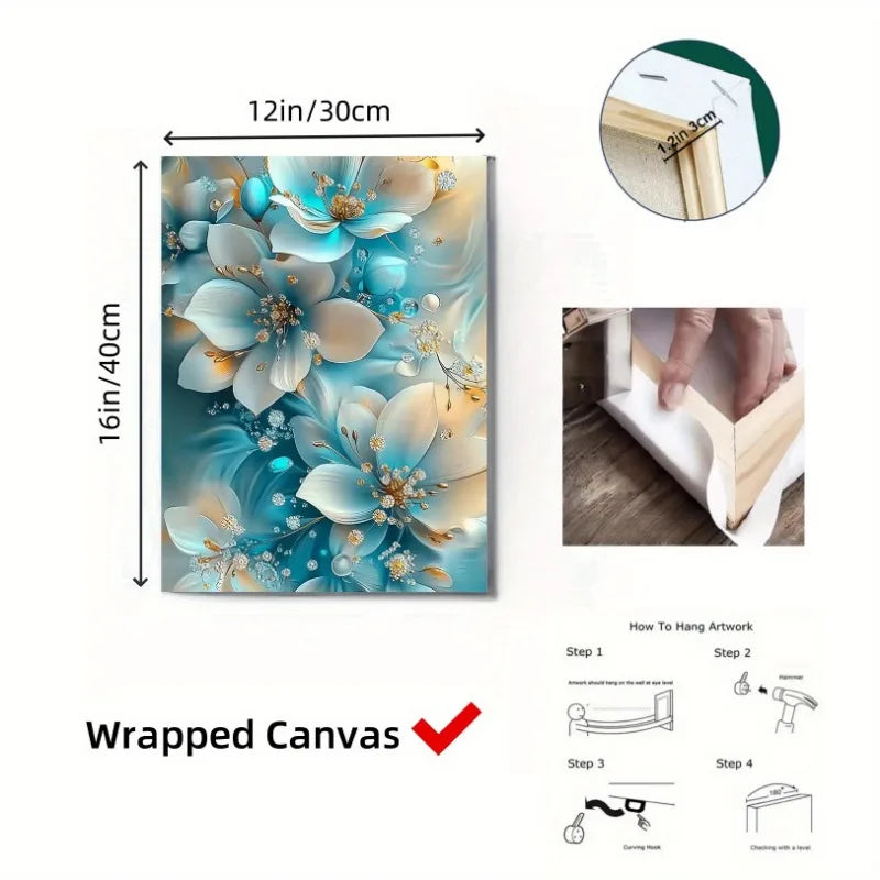 Oil Painting Serene Blue and White Flowers