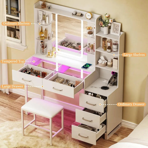 43" Glass Top Vanity w/LED Mirror