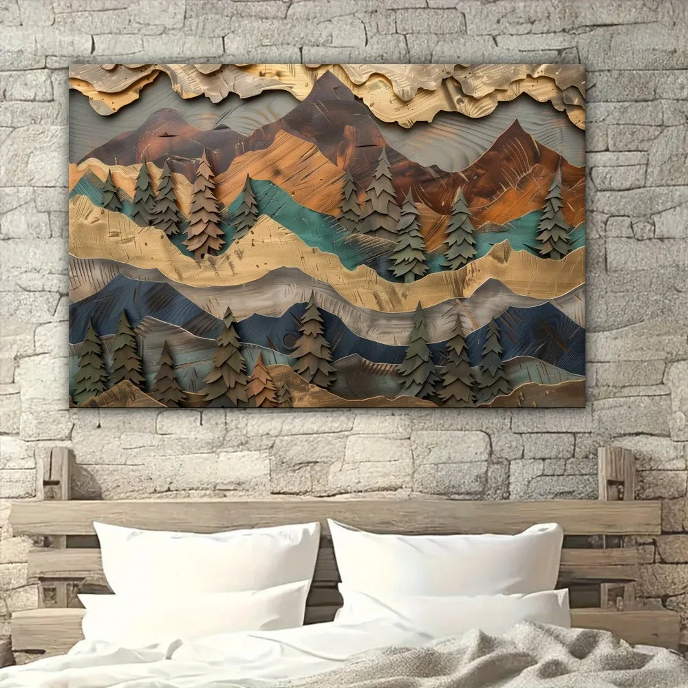 Mountain and pine forest Wall art