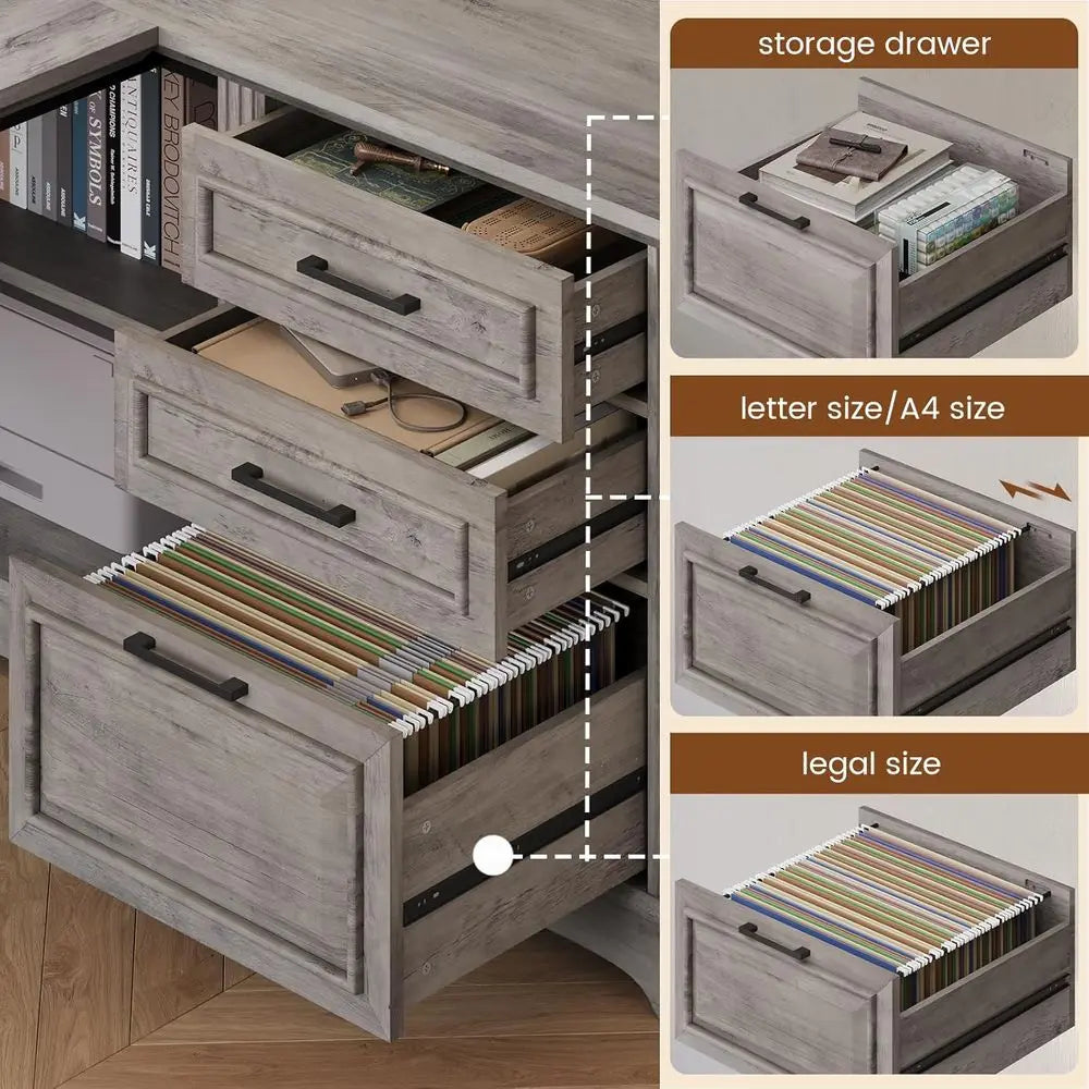 61" Executive L Shaped Desk