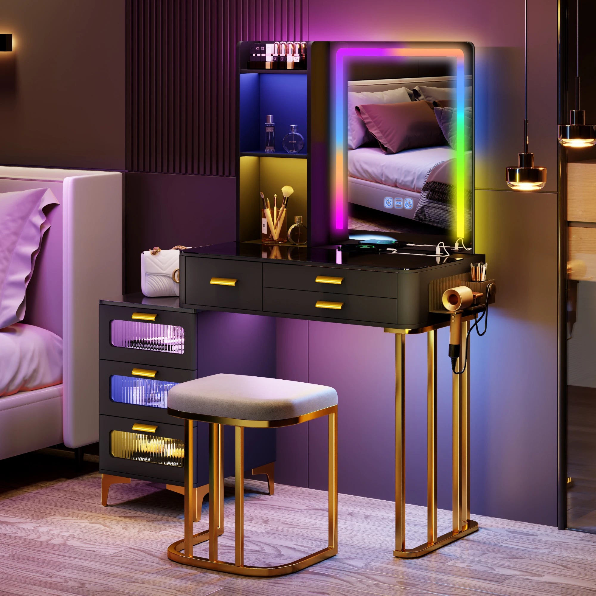 Makeup Vanity  w/Lights/Mirror