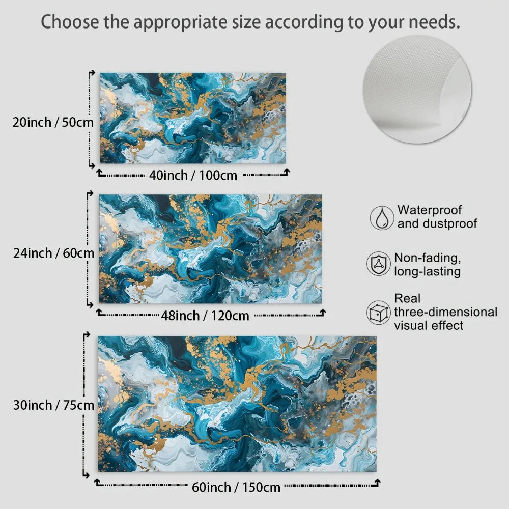 Blue abstract art canvas painting,