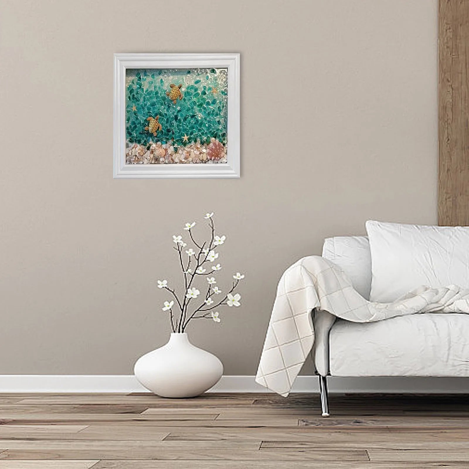 Turtle Sea Glass Art Picture