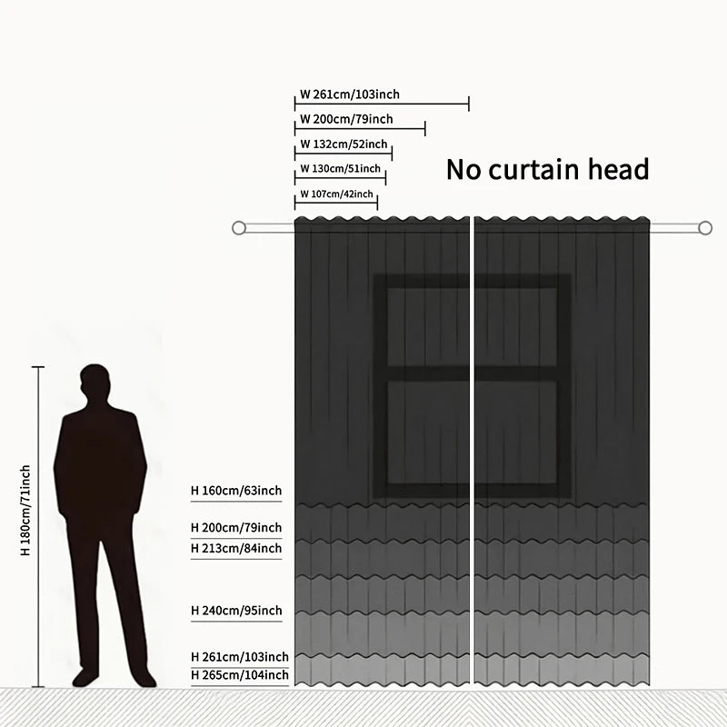 2pcs blackout black curtain