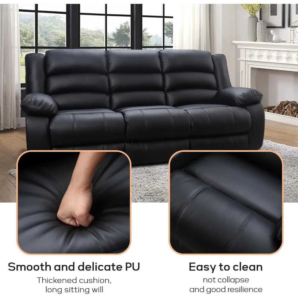 Reclining Sofa 3 Seats w/Cup Holders