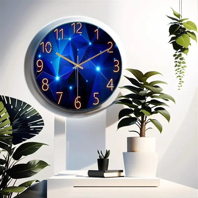 Blue Wall Clock for Living Room