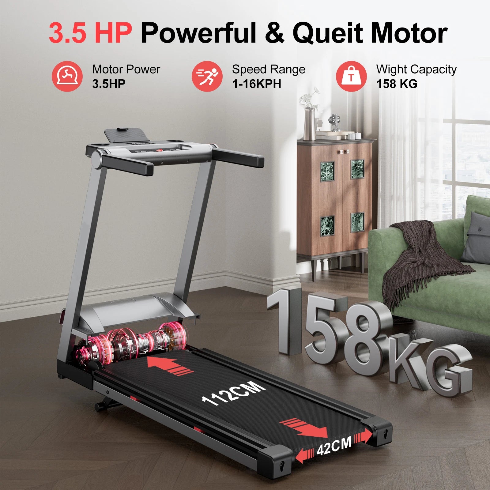 Foldable Incline Home Treadmill Walking