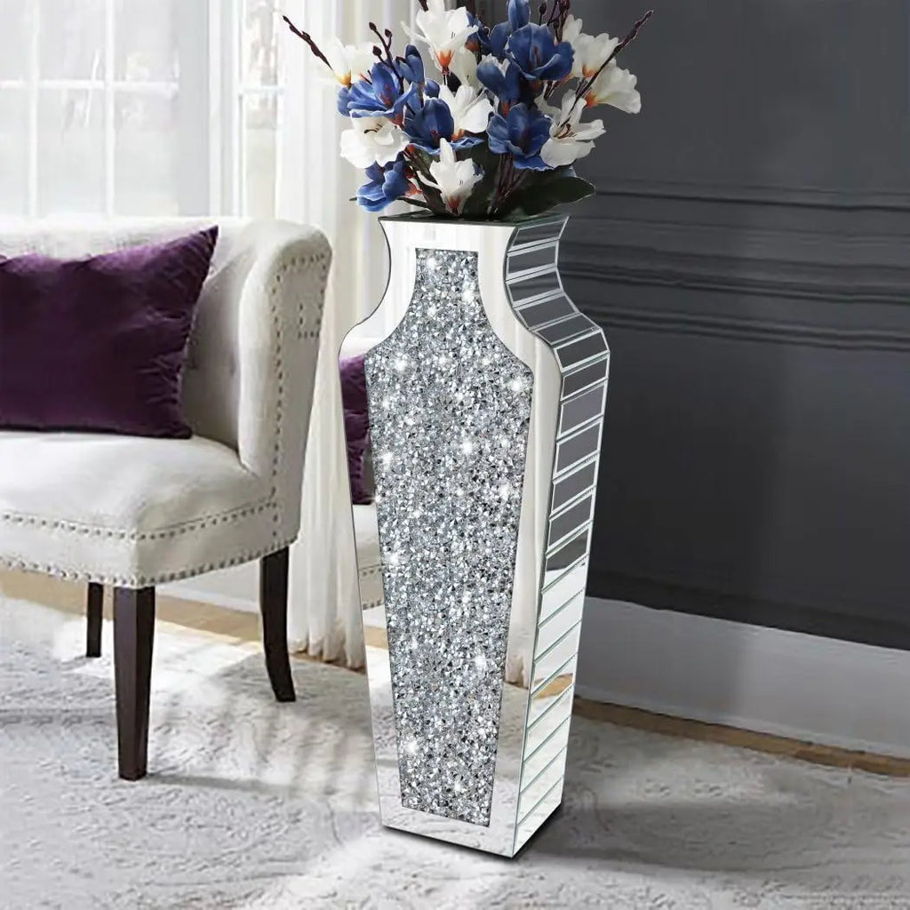 Diamond Mirrored Floor Vase