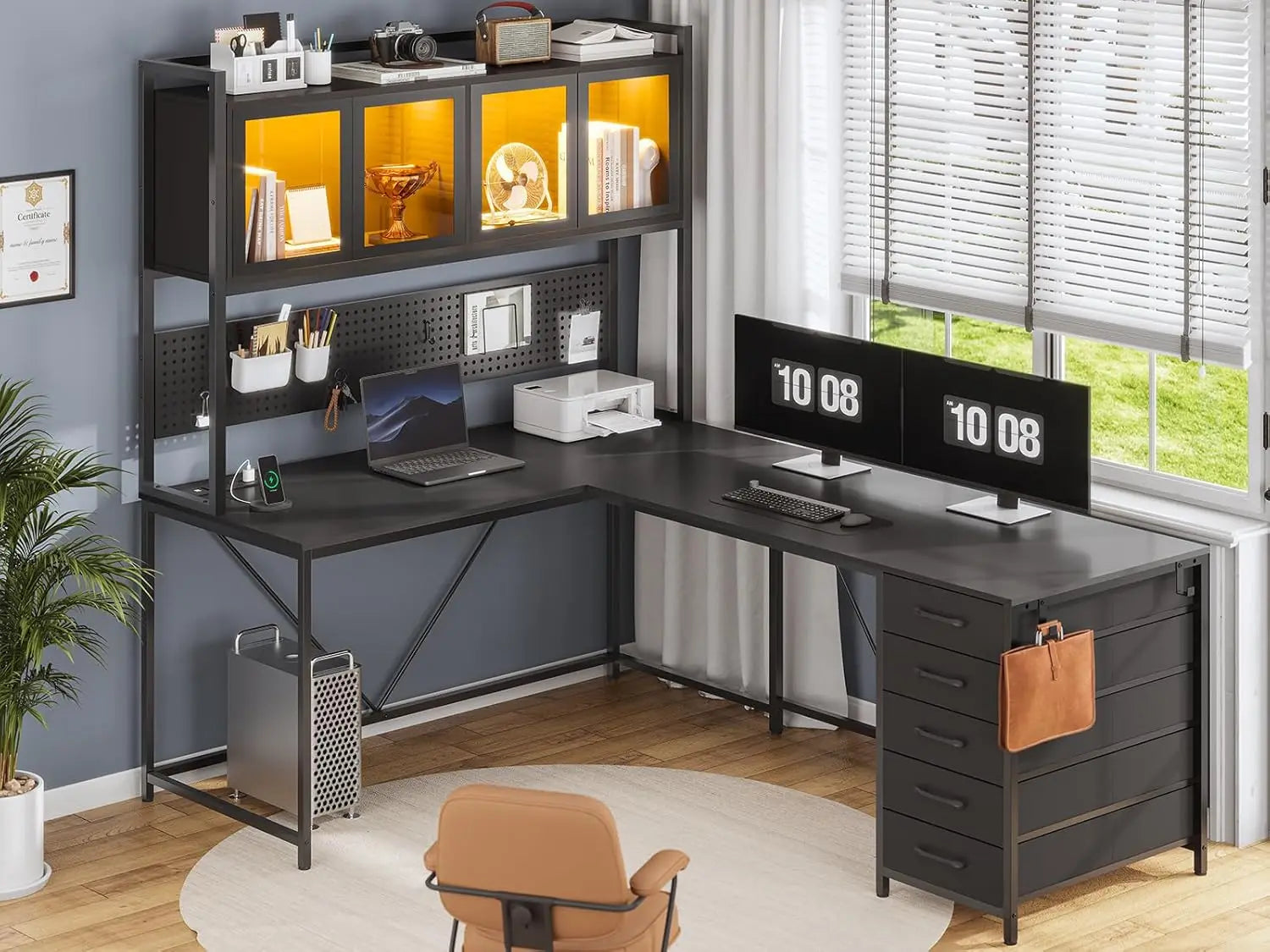 L Shaped Desk with Drawers