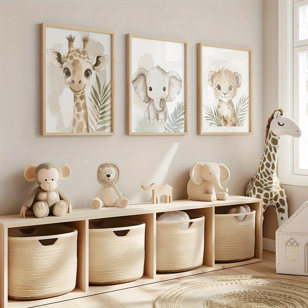 3pcs Jungle Animal Wall Art