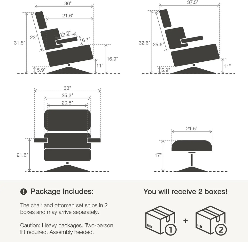 Chaise Lounge Chair with Ottoman