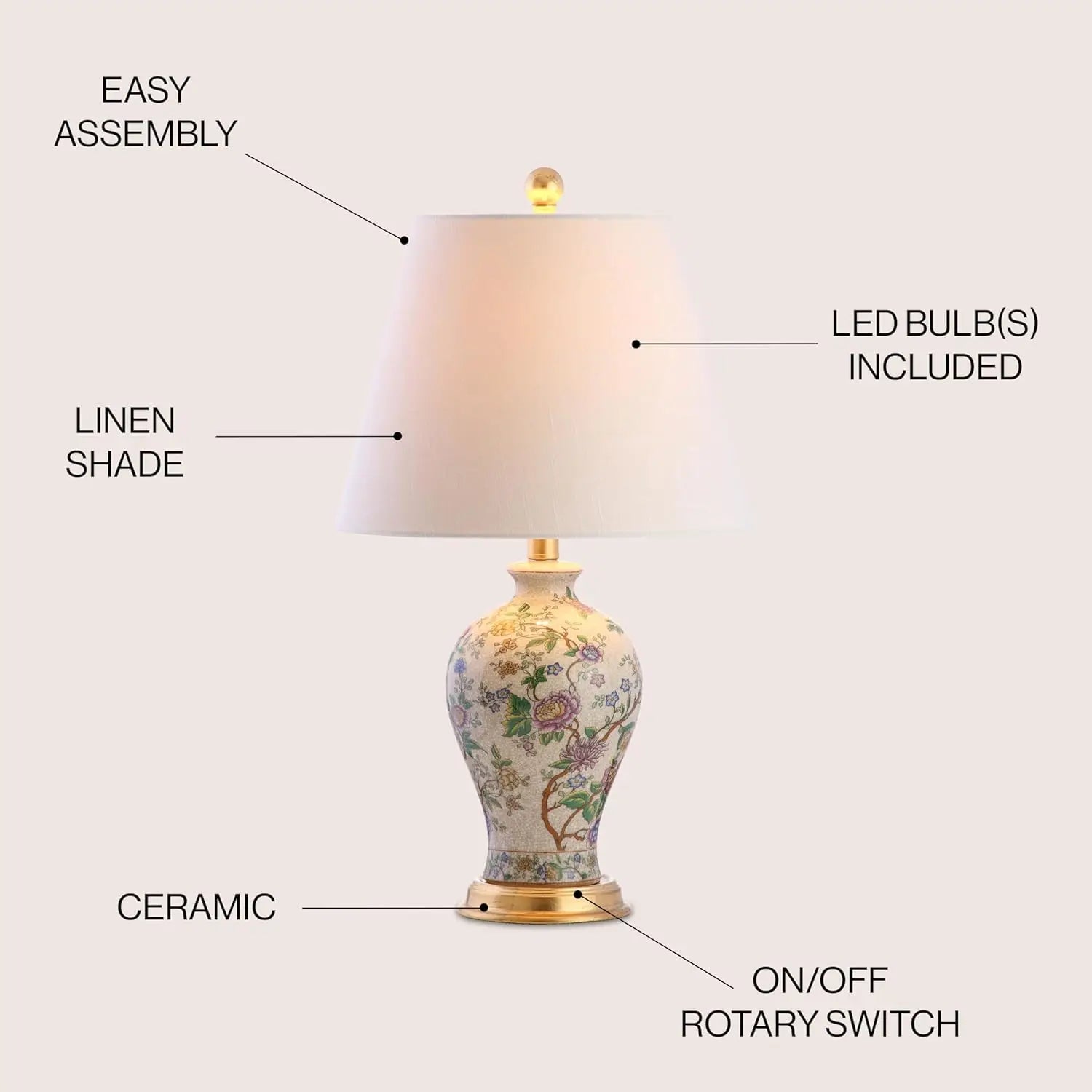 24" Floral LED Table Lamp