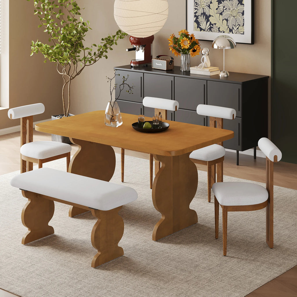 6-Pc Dining Set w/4 Chairs + Bench