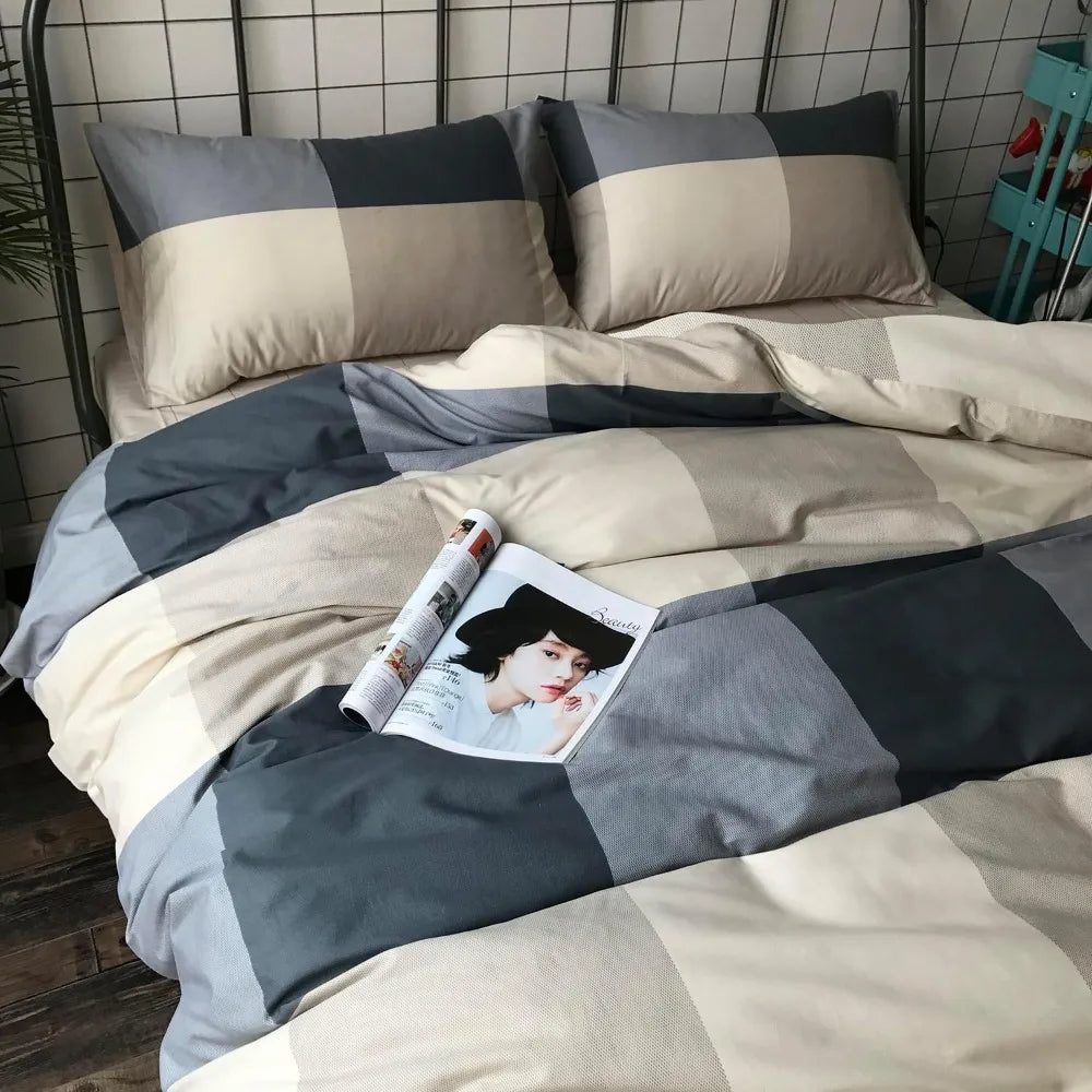 Comforter Set Plaid Printed Bedding