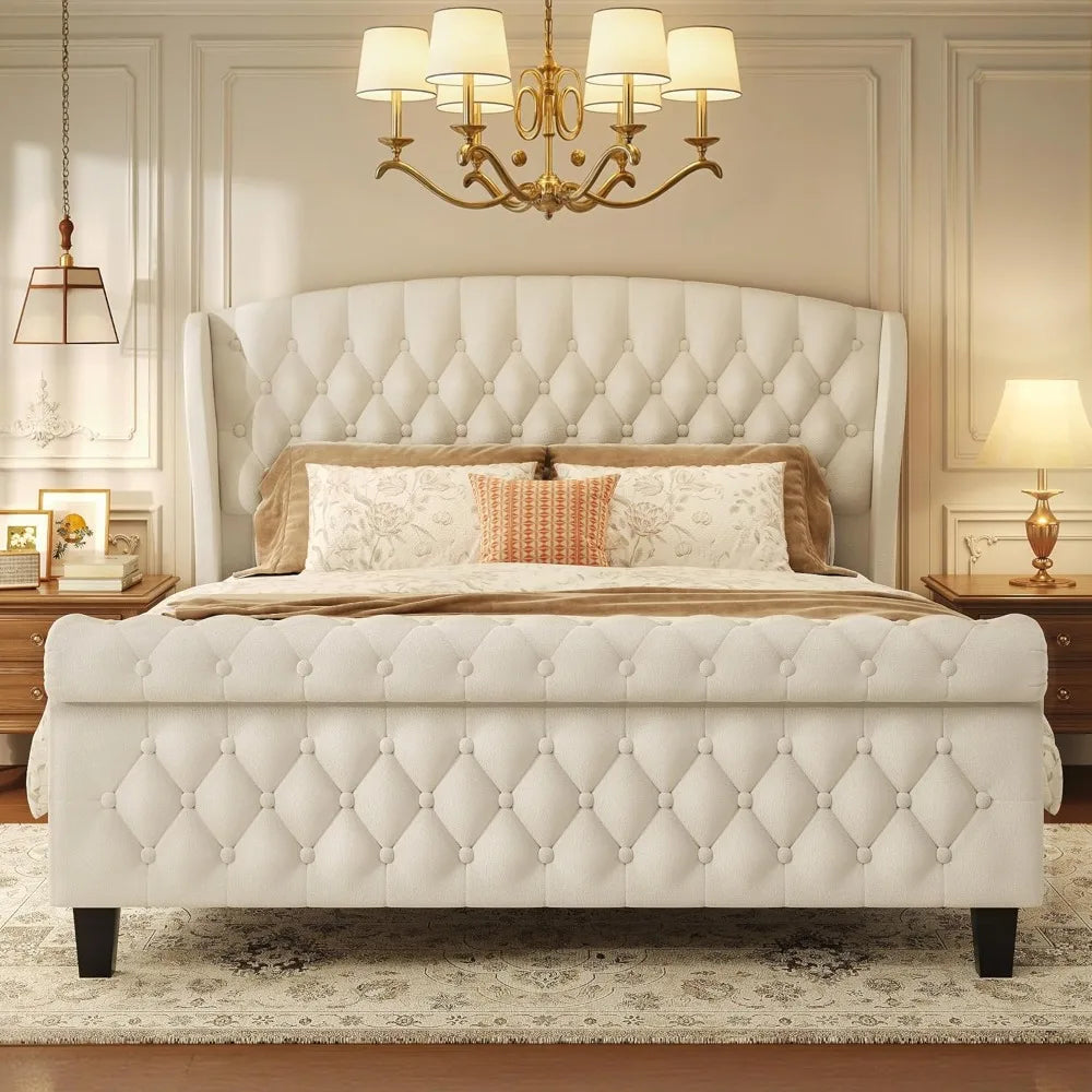 Sleigh Bed w/Wingback Headboard