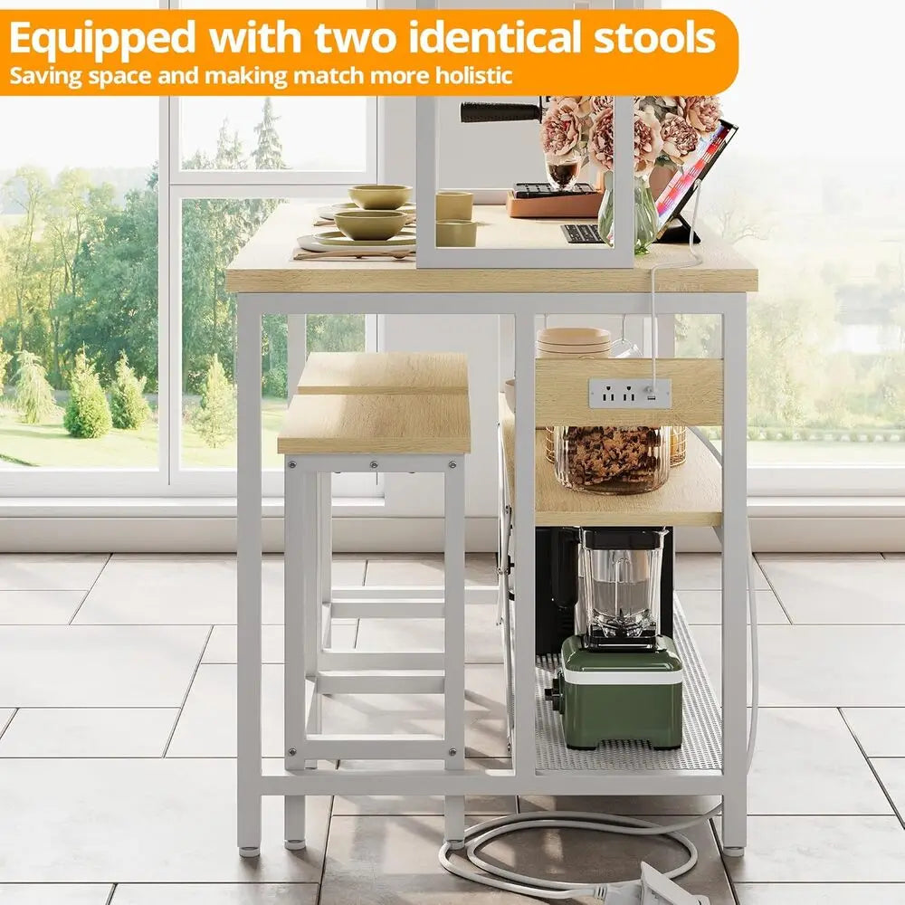 Island w Stools + Power Outlet