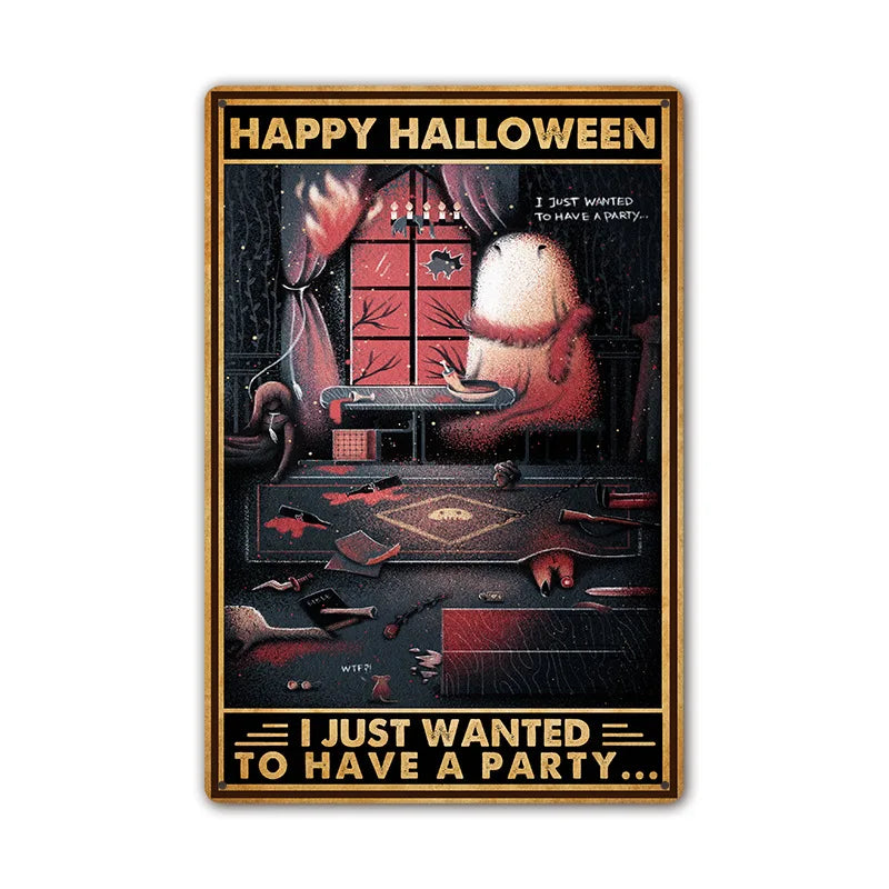 Retro Halloween Tin Painting