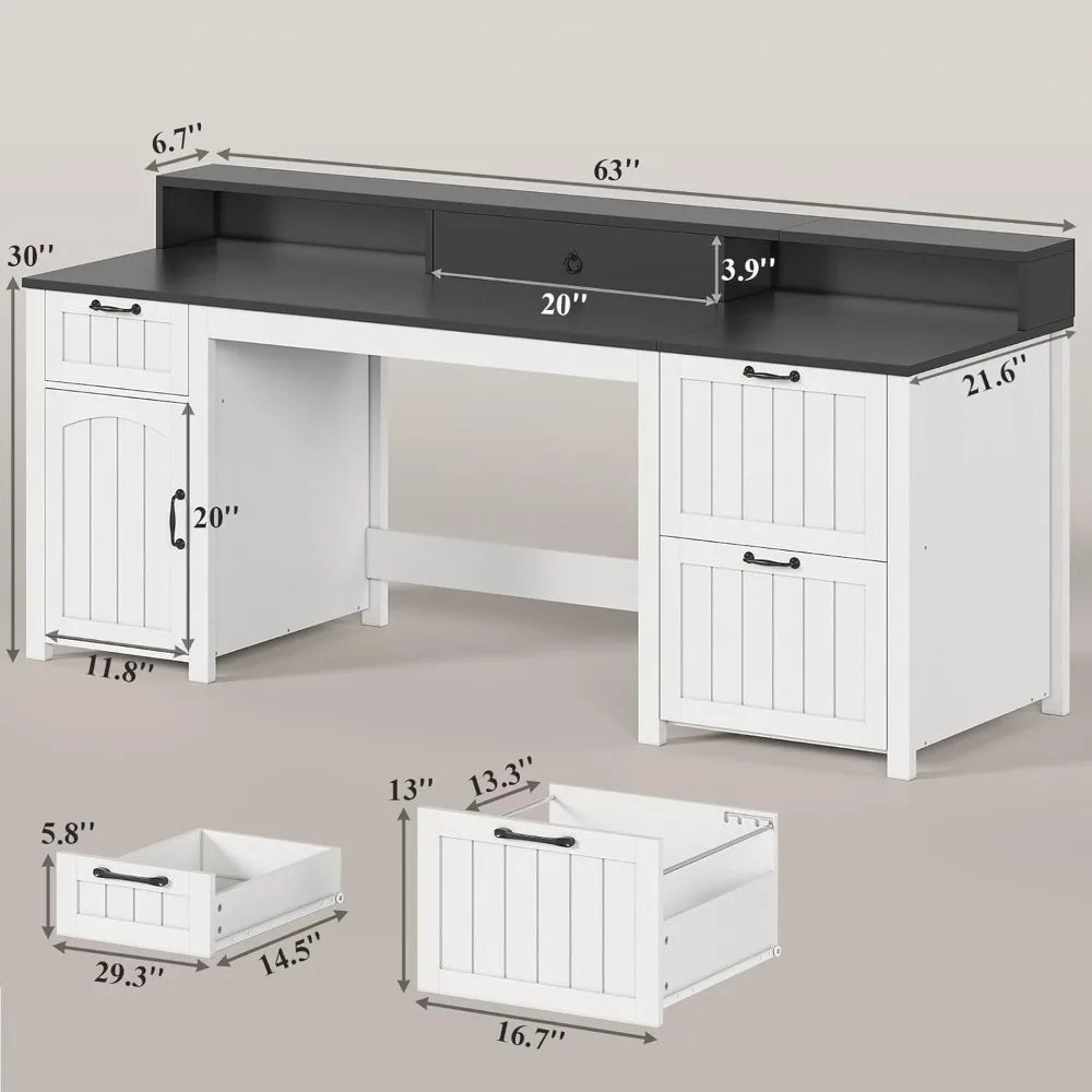 63" Executive Home Office Desk