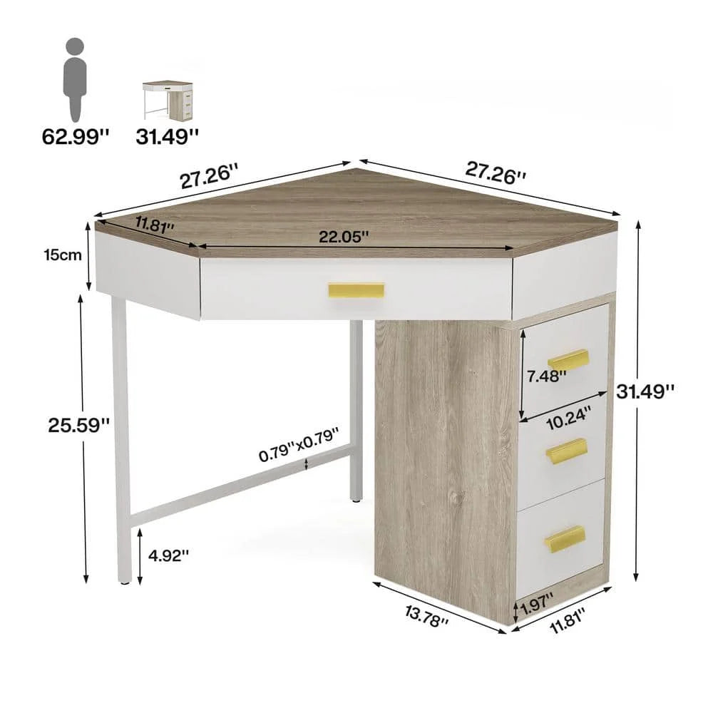 Oak/white Triangle Computer Desk