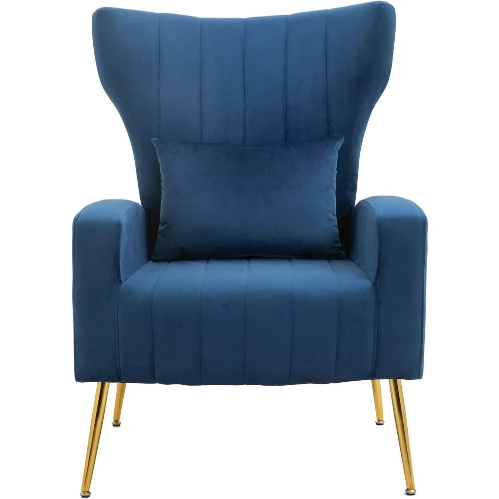 Velvet Accent Armchair w/Pillow