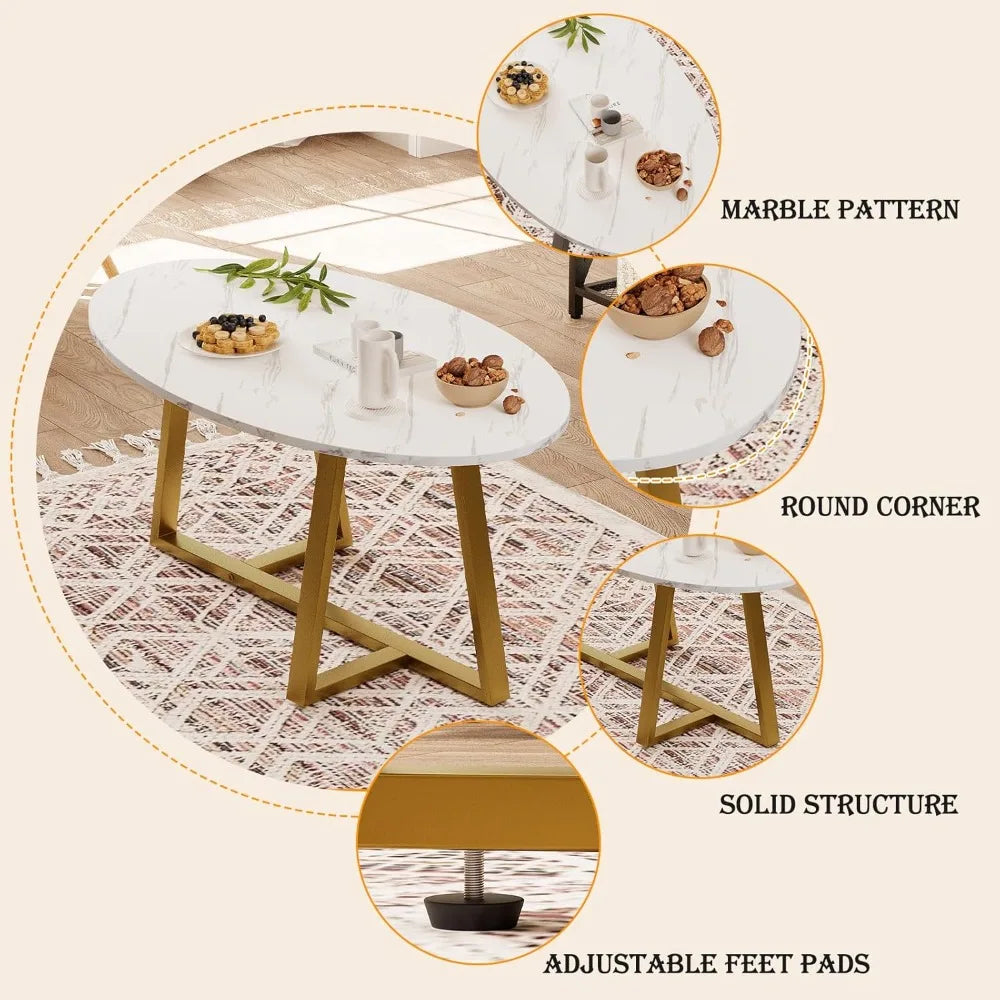White Faux Marble Coffee Table