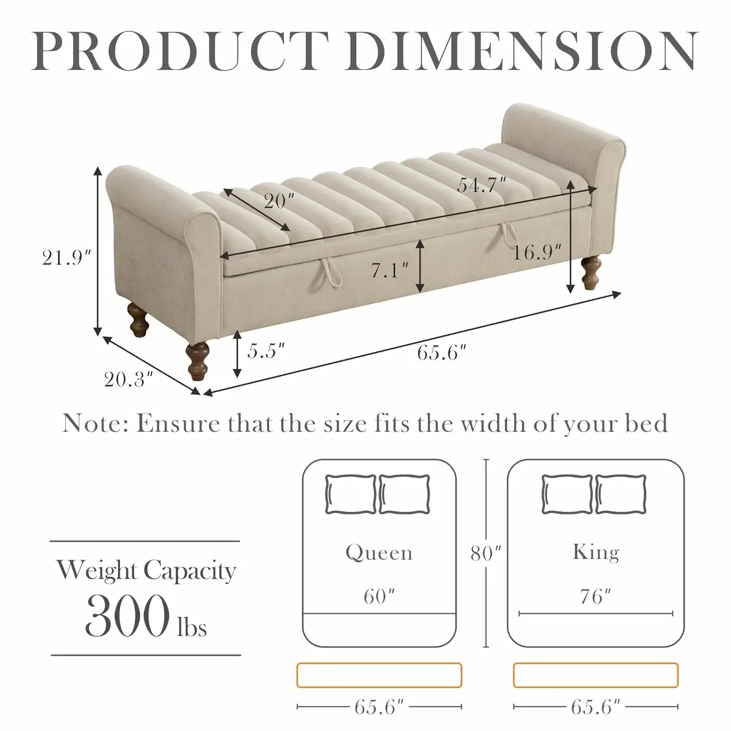 Large Storage Ottoman Bench