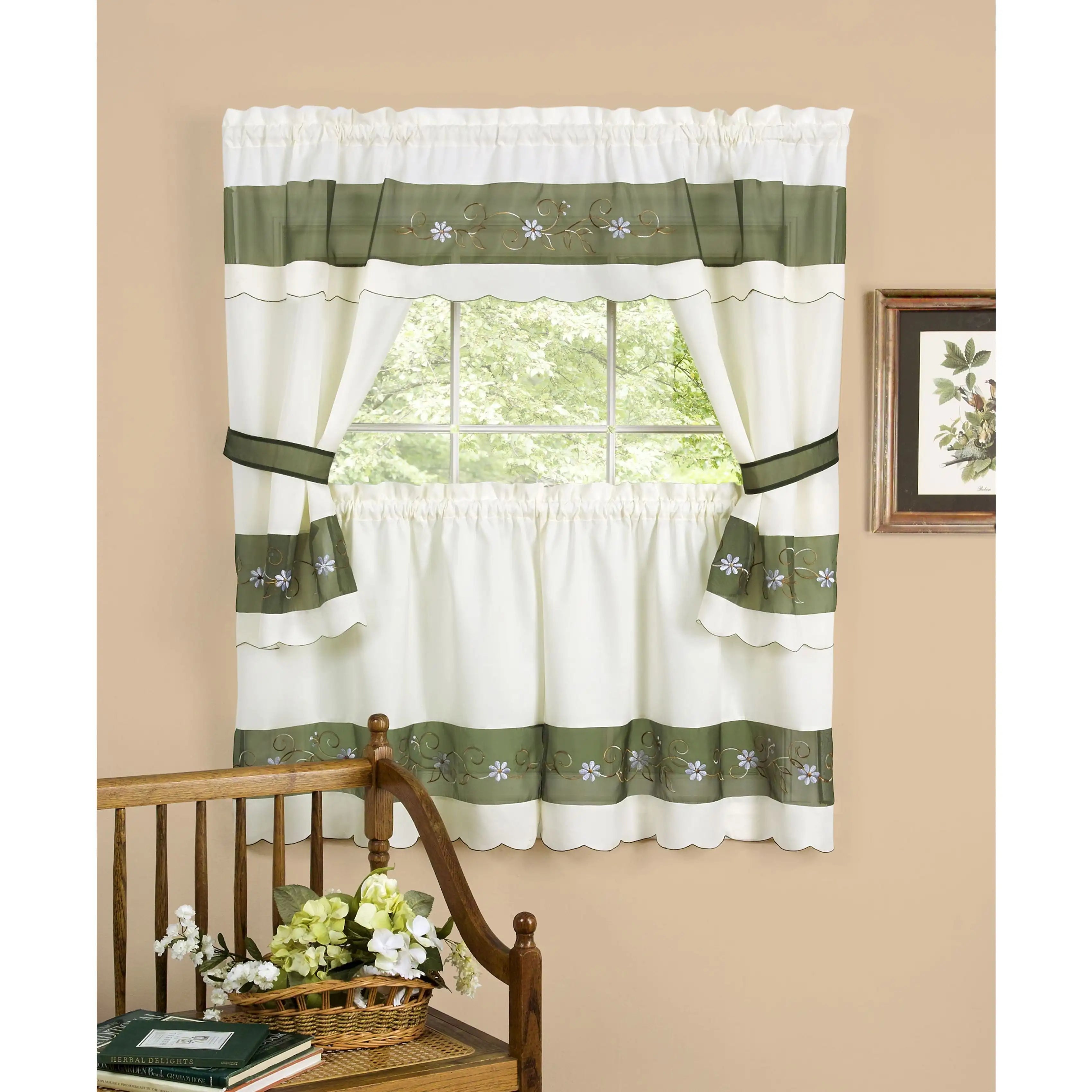 3 Pc Embellished Cottage Curtains