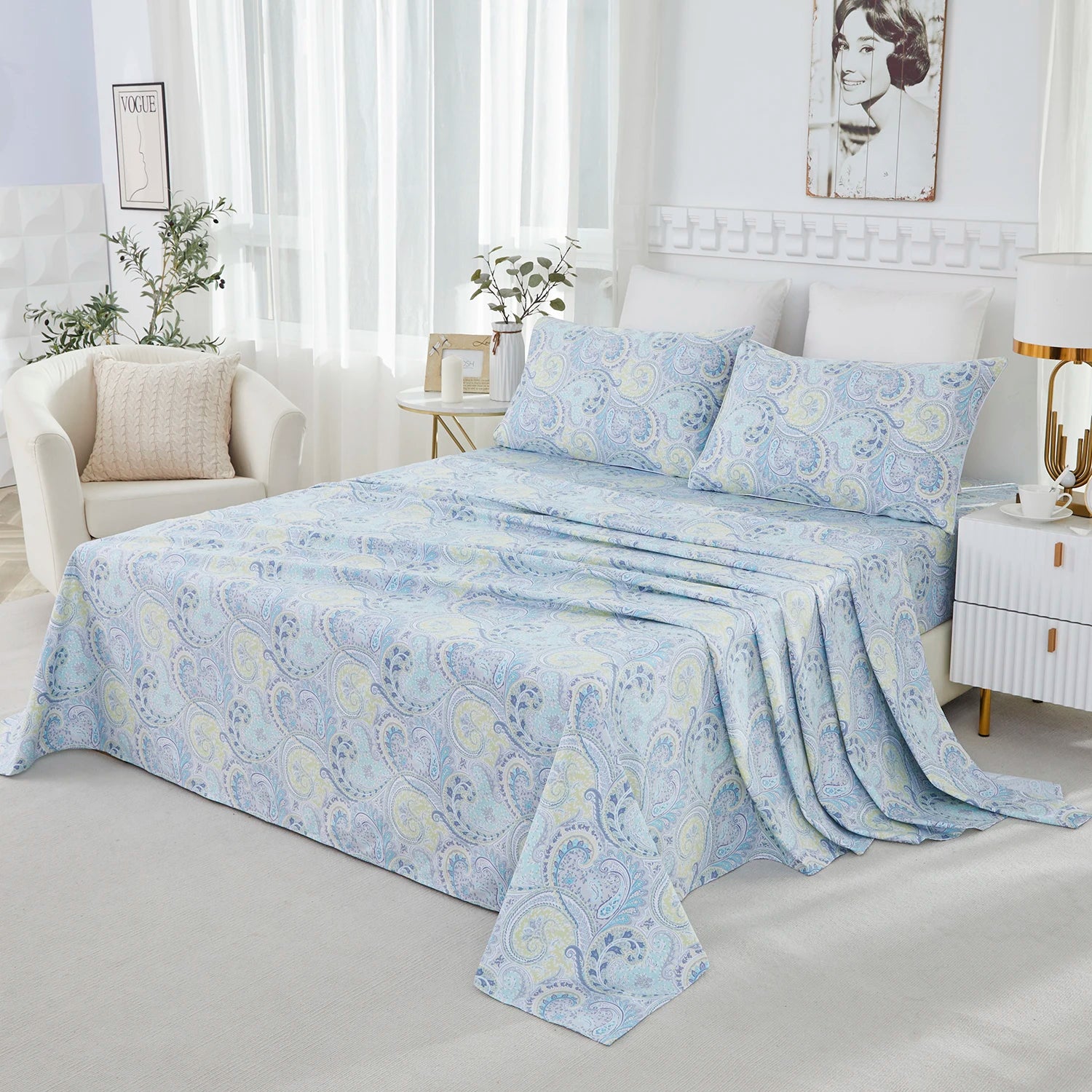 4pc Egyptian Cotton Fitted Sheet Set