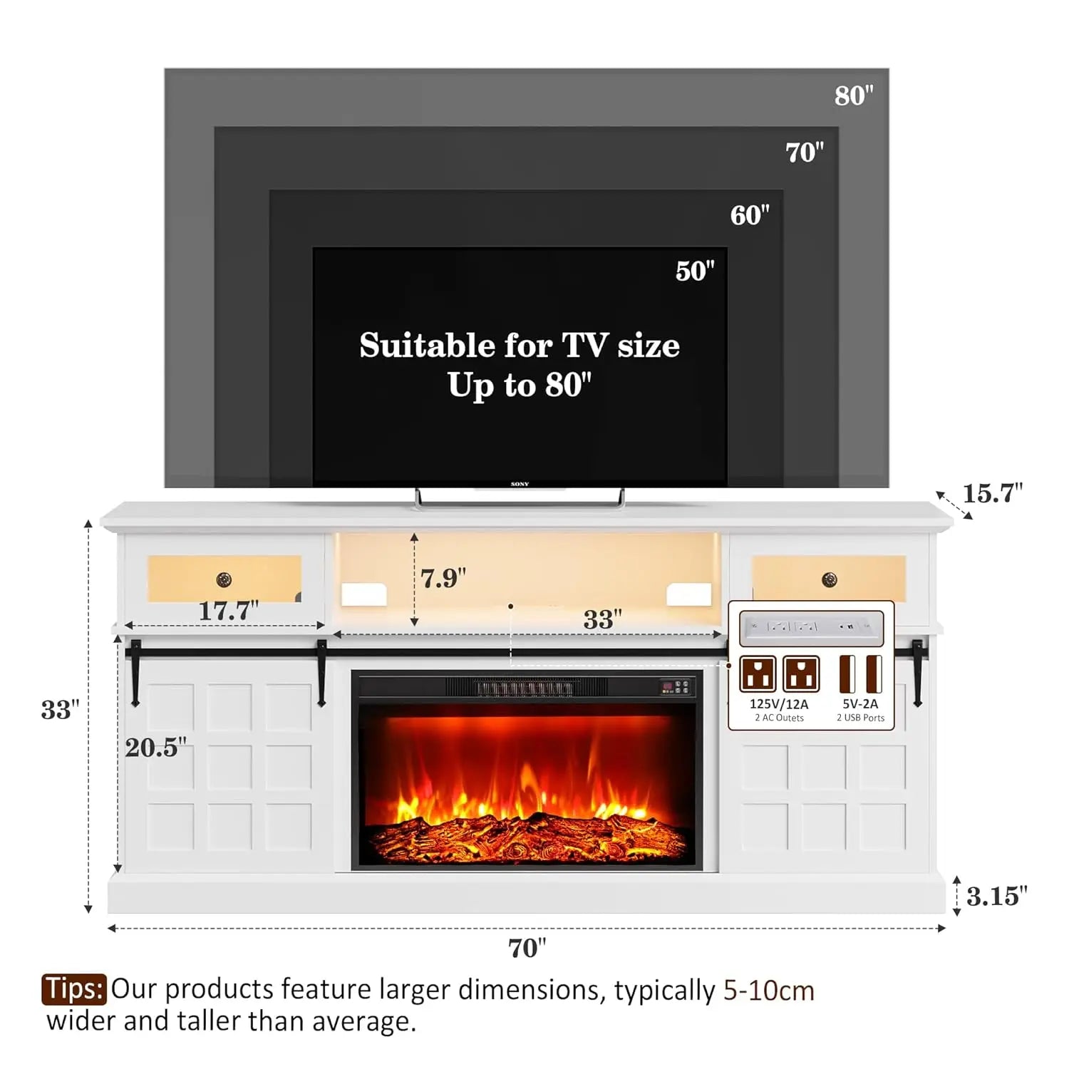 Fireplace Stand w/Power Outlets