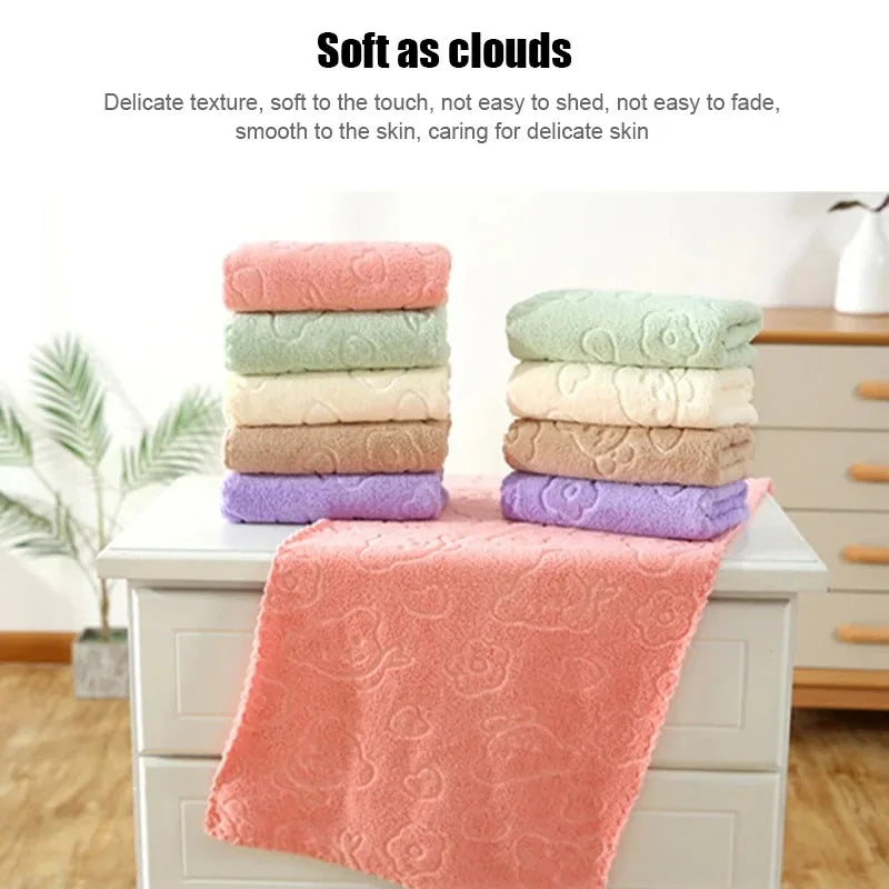 5-piece soft, coral fleece face towels