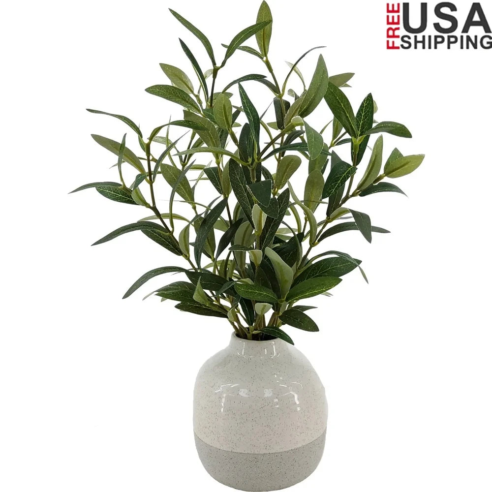 Artificial Olive Plant in Two-Tone Vase