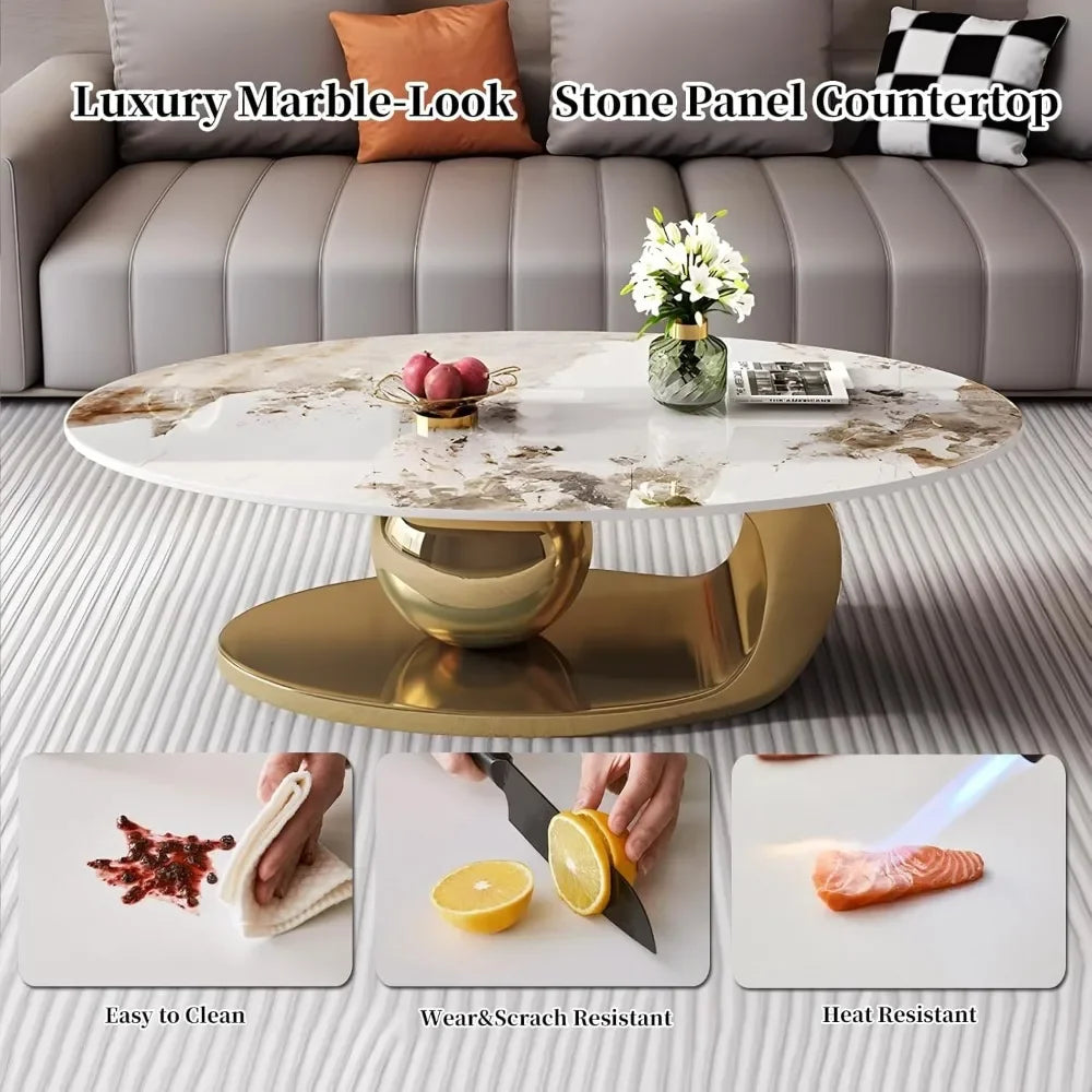 Marble Coffee Table w/Gold Base