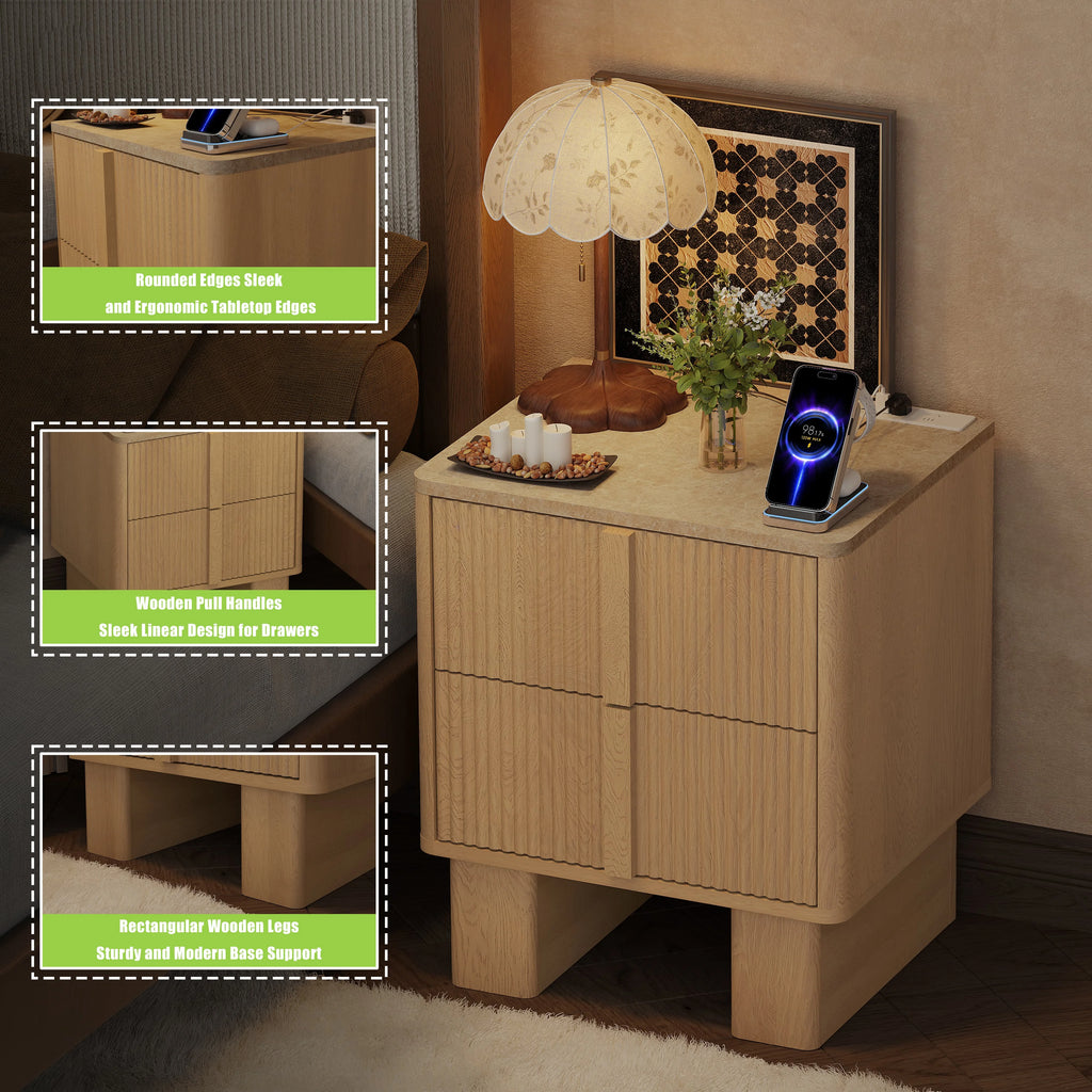Set of 2 Nightstands w/Charging