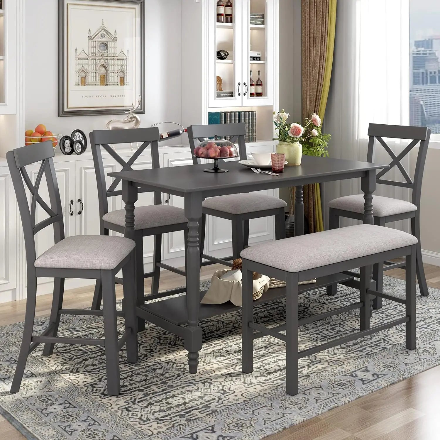 Dining Table w/Bench and 4 Chairs