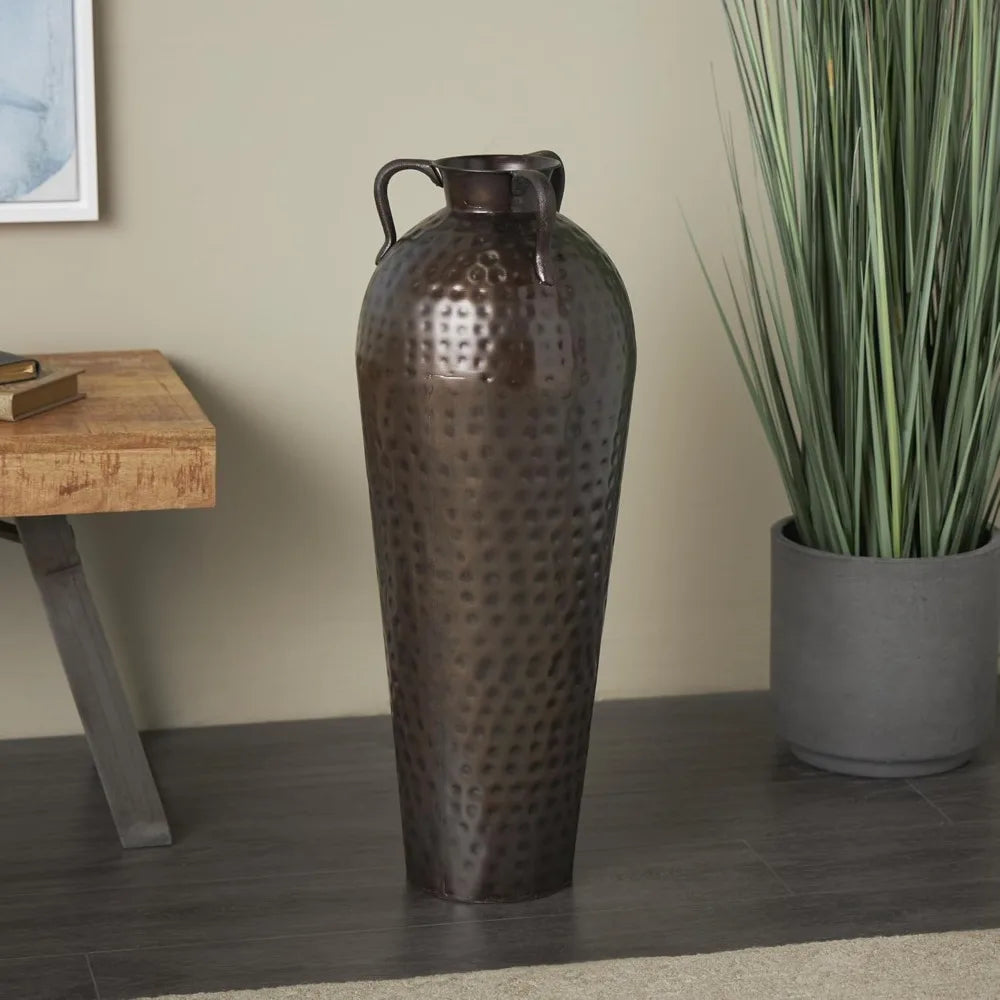 Brown Tall Metal Floor Vase