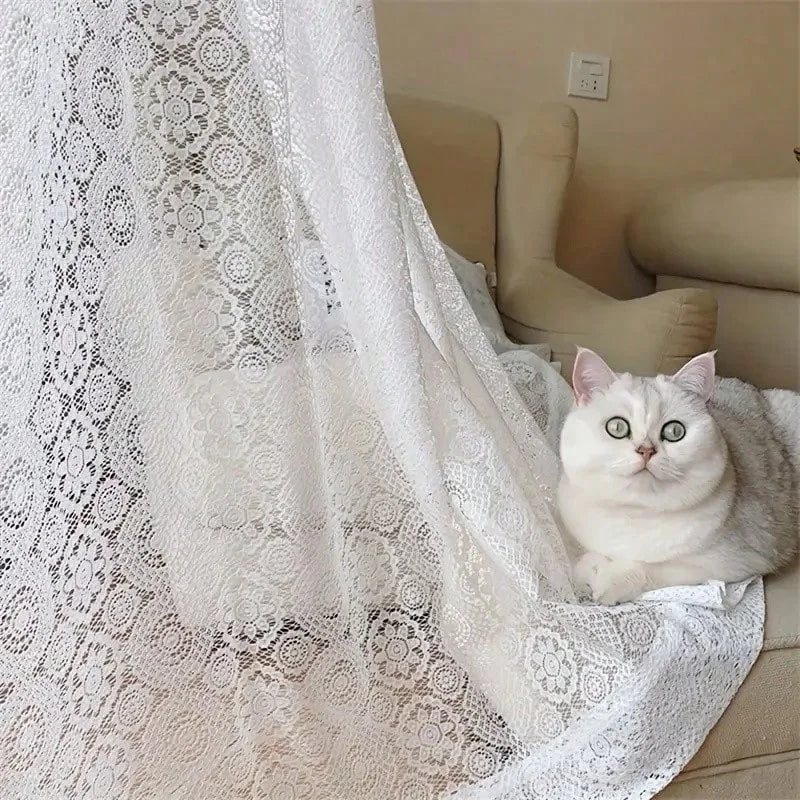 2pc lace embroidered curtains