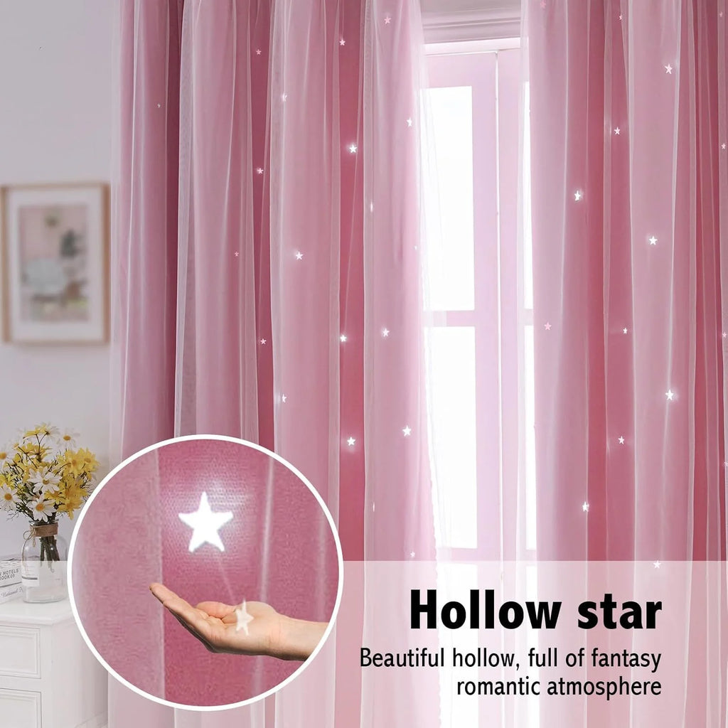 2 Pc Sheer Princess Blackout Curtains