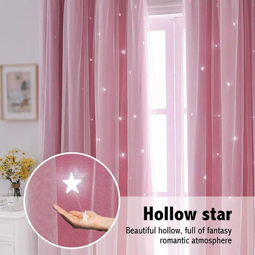2 Pc Sheer Princess Blackout Curtains