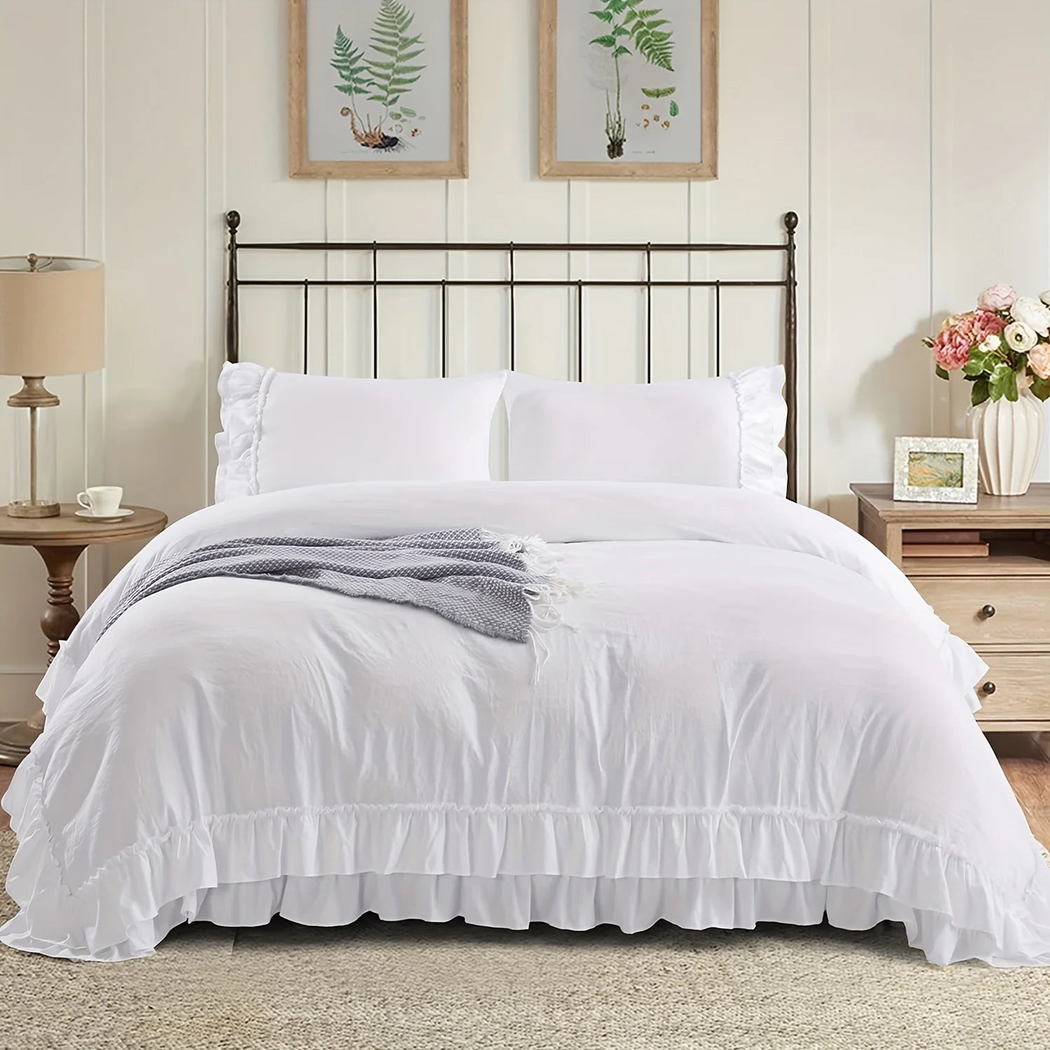 3 Piece Ruffled Duvet Cover Set