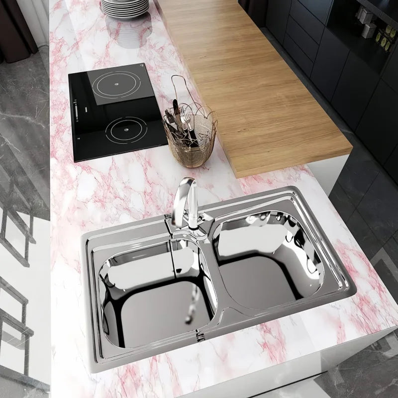 self-adhesive pink marble wallpaper