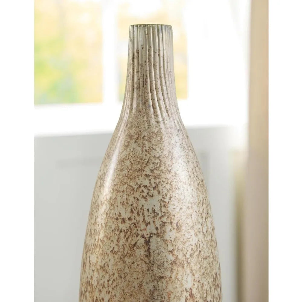 Tall Chrome Metallic Glass Vase -