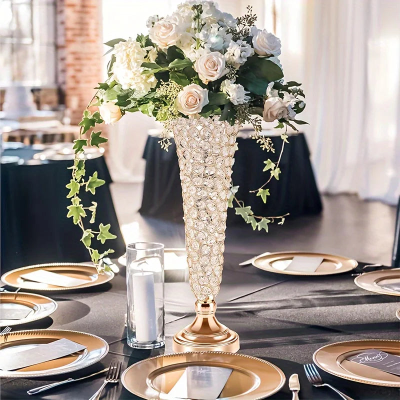 2 Crystal Vases, 20 Inches High