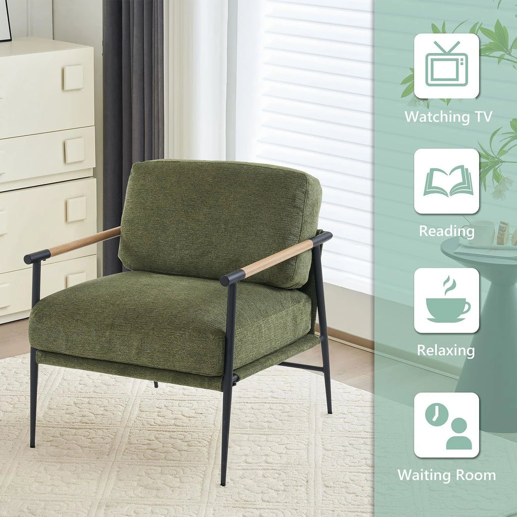 Lounge Chair Chenille, Metal Leg