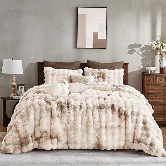 Faux Rabbit Fur Comforter Set