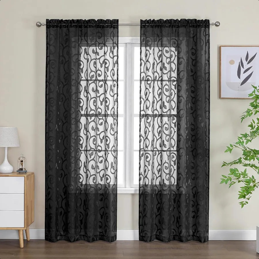 Black Sheer Curtains 84 inches