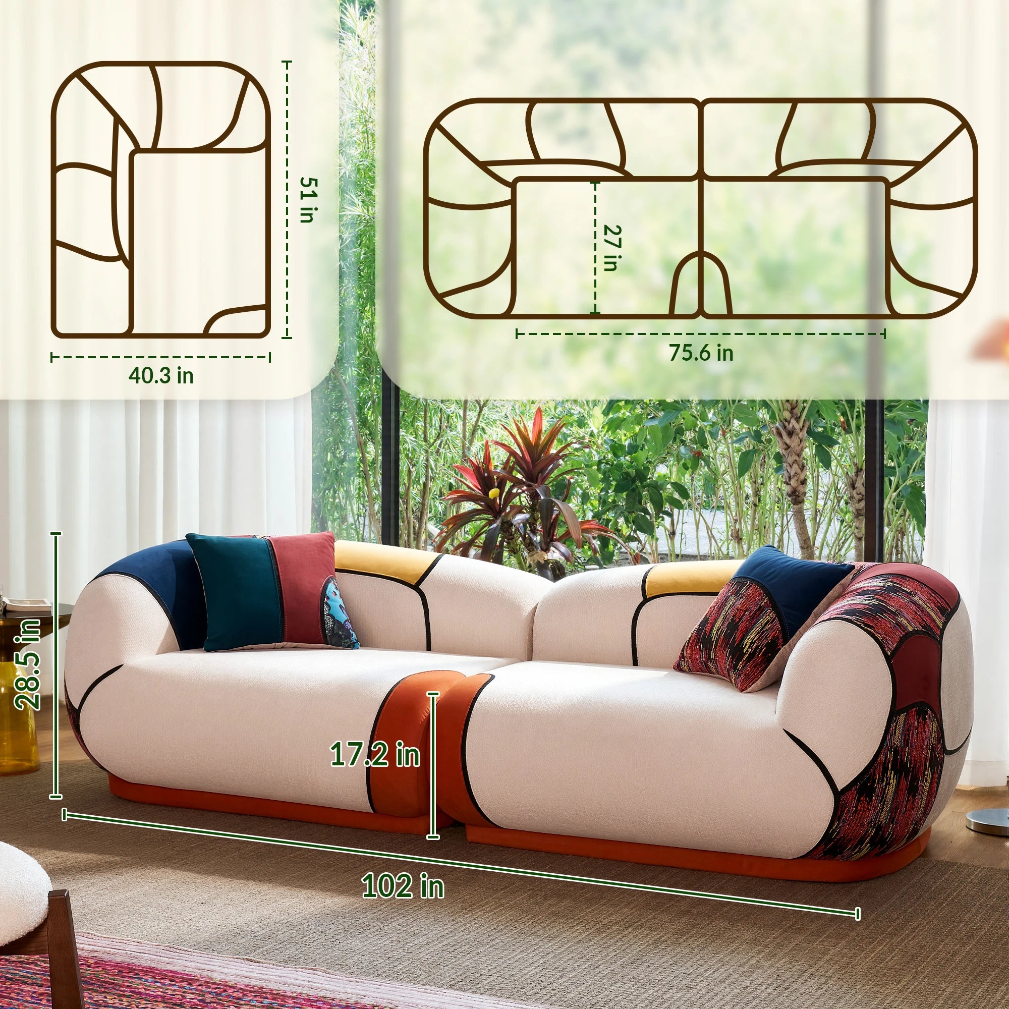 4-Seat Chenille Couch